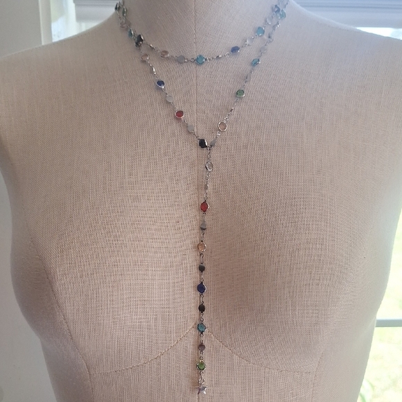 Multicolor Beaded Y Shaped Necklace - Picture 2 of 5